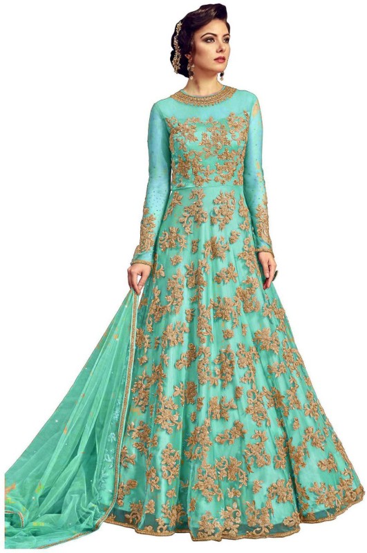 THE85 Net Embroidered Salwar and Dupatta Material(Unstitched)