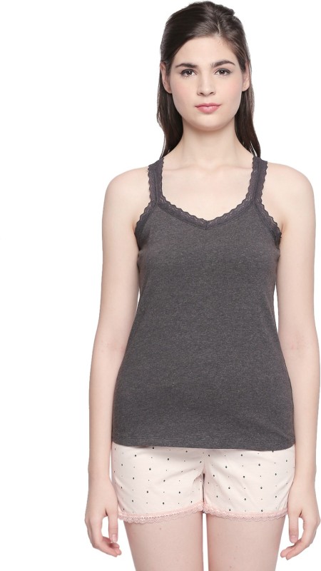Dreamz by Pantaloons Casual No Sleeve Solid Women Grey Top
