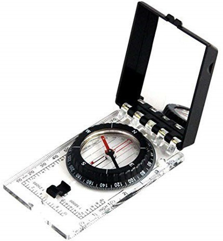 BAOER Map Ruler Mirror Scale Navigation Compass Scouts Survival Outdoor Camping Kits Compass(Black)