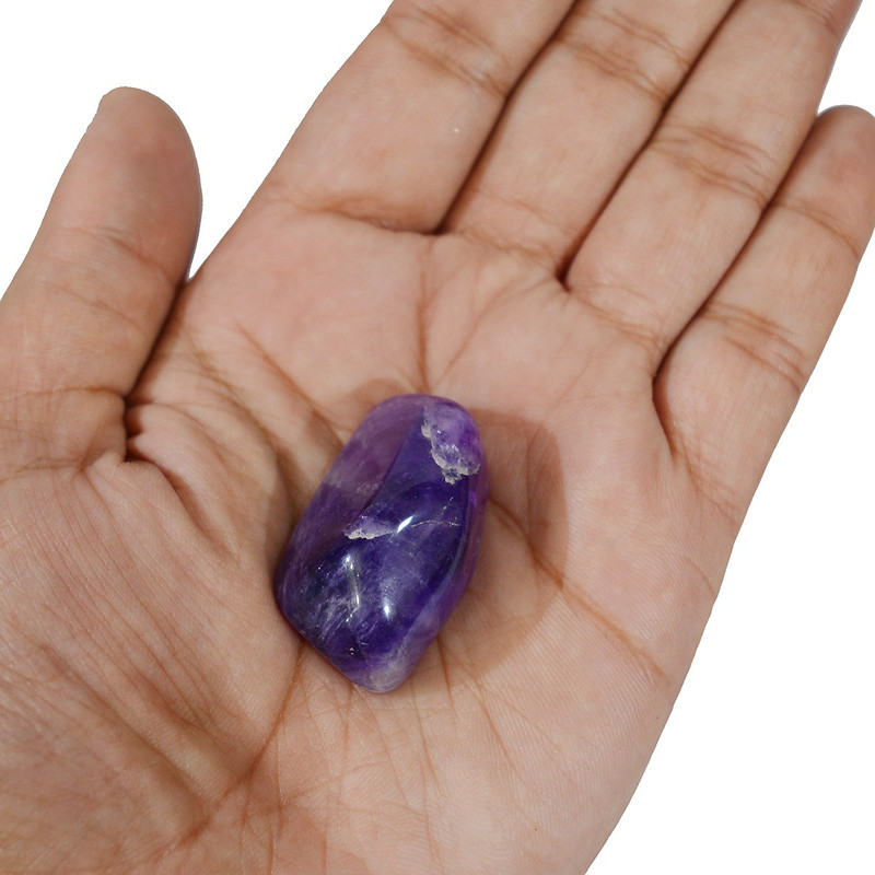 REIKI CRYSTAL PRODUCTS Natural Single Amethyst High Grade Tumble Stone for Reiki Healing and Crystal Healing Tumble Stones Polished Asymmetrical Crystal Stone(Purple 1 Pieces)