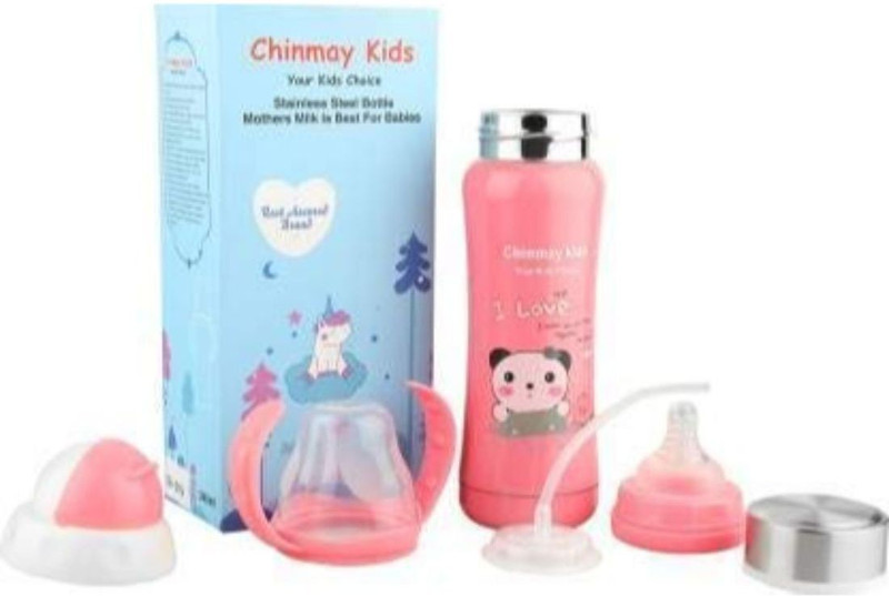 Chinmay Kids Thermal Insulation Stainless Steel Baby Feeding Bottle - 180 ml(Pink)