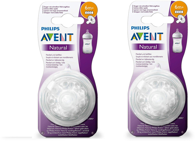 Philips Avent NATURAL TEATS SET OF 4 PIECE NIPPLE Fast Flow Nipple (Pack of 2) Fast Flow Nipple(Pack of 2 Nipples)