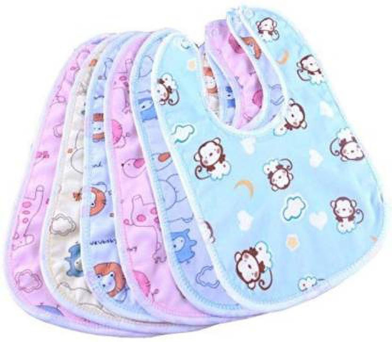 kiyo Baby Double Layered Waterproof Bibs Pack Of 6 (Multicolor)(Multicolor)