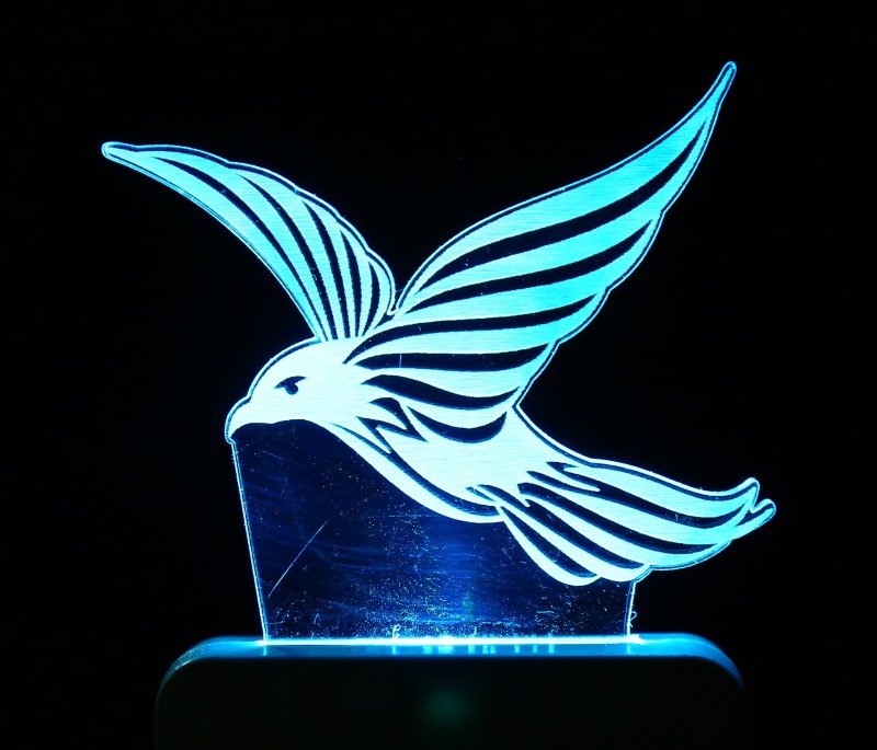 vimbi Flying Bird 7 Color Changing 3D Illusion LED Acrylic Plug type Night lamp for Bedroom Home Office Night Lamp(10 cm, Multicolor)