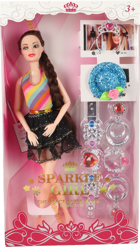 dtc Beautiful Sparkle Girl With Foldable Hand(Multicolor)