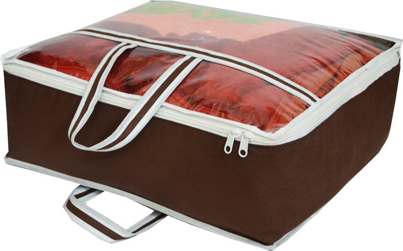 AMAK INC Blanket Cover Designer Underbed Front Trasparent Storage Organizer Blanket Cover Bag AI2001A(Coffee)