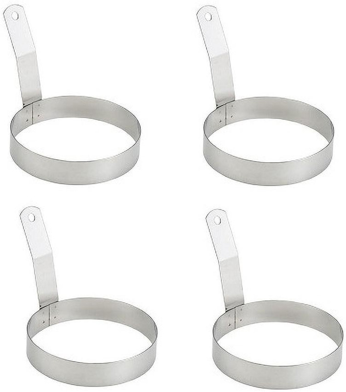 Dynore Stainless Steel Set of 4 Round Egg Ring with Handle Aluminium Cookie/Macroon tray(Pack of 4)