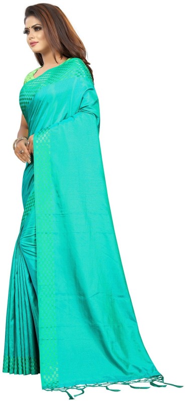 Malvika Fashion Self Design Bollywood Silk Blend, Art Silk Saree(Light Blue)