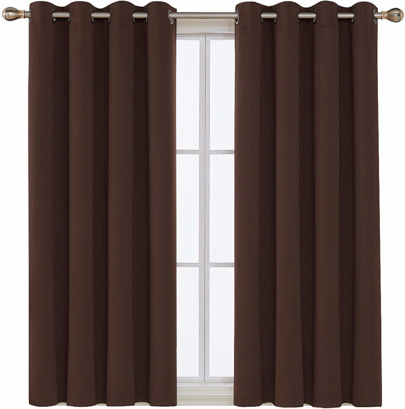 COMFY HOME 152.4 cm (5 ft) Window Silk Semi Transparent Curtain (Pack Of 2)(Brown, Solid)
