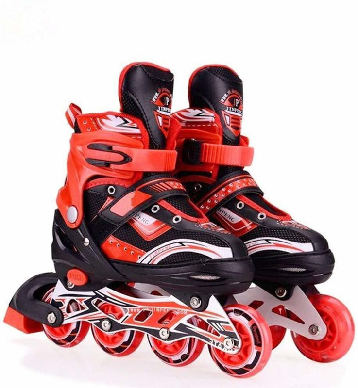 NHP TRADERS Running Shoe Inline In-line Skates - Size 7-9 UK (Red Color) In-line Kids Size  3 UK - 6 UK(Adjustable, Advanced, Training, Beginner, Recreational, Red)