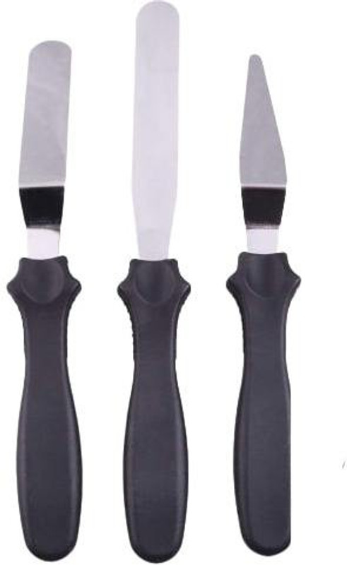 K Kudos Enterprise 3-in-1 Multi-Function Stainless Steel Cake Icing Spatula Knife Set, 3-Pieces, Multicolor Offset Spatula(Pack of 3)