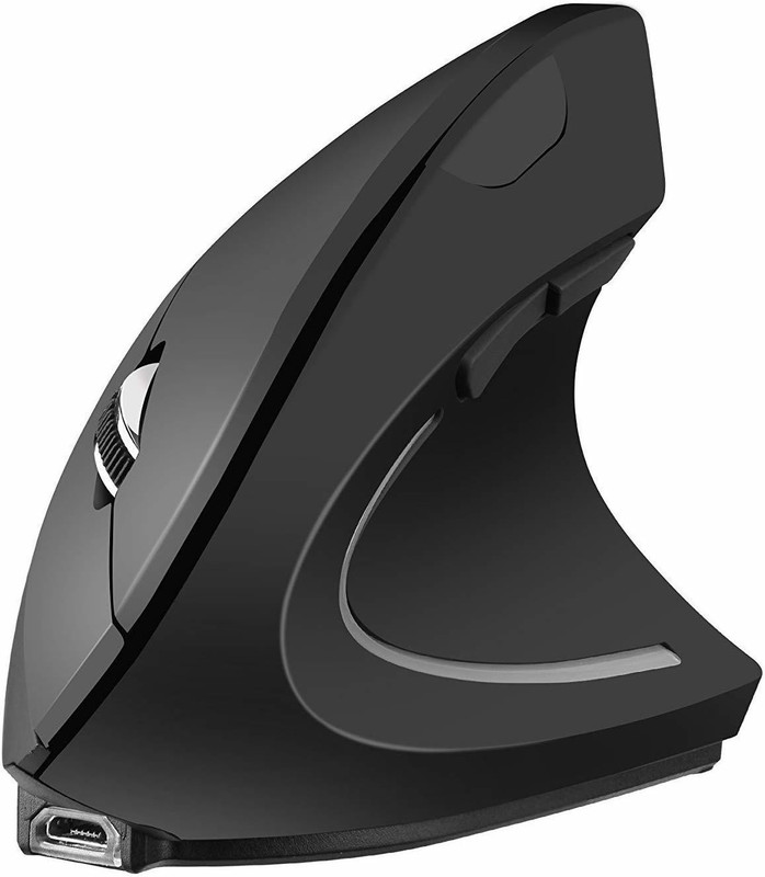atdaraz Ergonomic Wireless,Rechargeable Vertical Mouse with USB Receiver,6 Buttons Ambidextrous Optical  Gaming Mouse With Bluetooth(2.4GHz Wireless, Black)