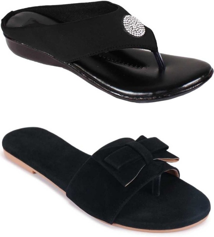 Beonza Combo Pack Of 2 Pairs Of Women Black Flats