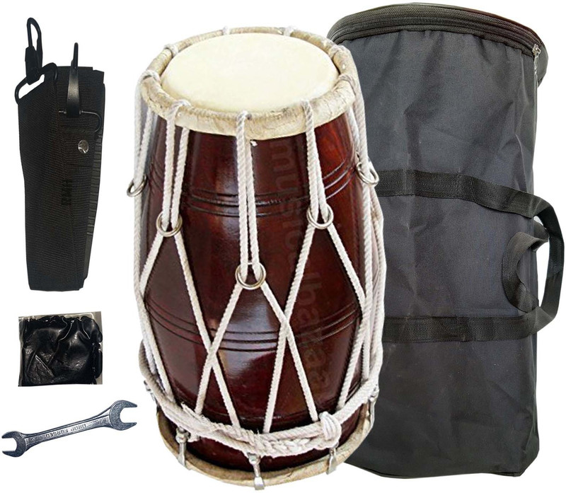 GT manufacturers Half set dholak with full tool kit HD-FK 01201 Nut & Bolts Dholak(Brown)