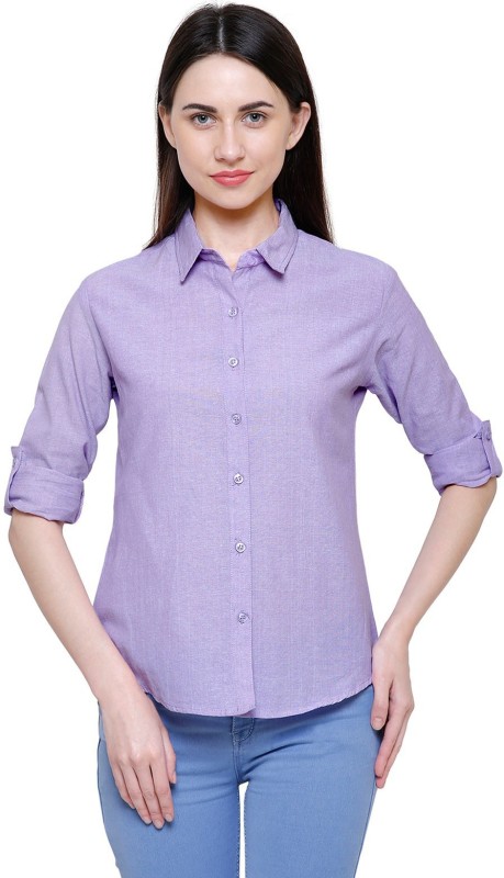 ITKIUTKI Women Solid Formal Purple Shirt
