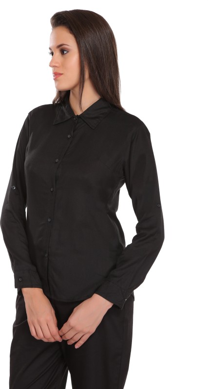 ITKIUTKI Women Solid Formal Black Shirt