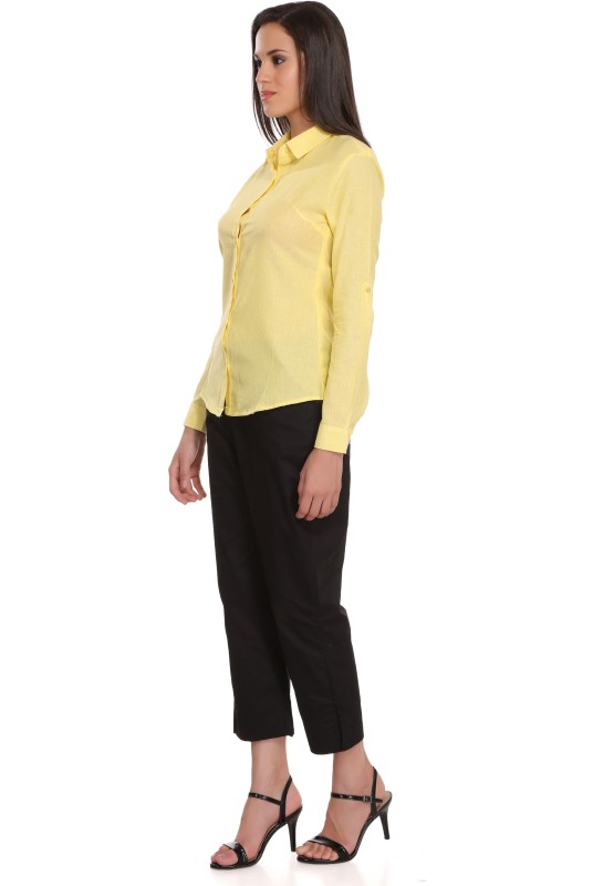 ITKIUTKI Women Solid Formal Yellow Shirt
