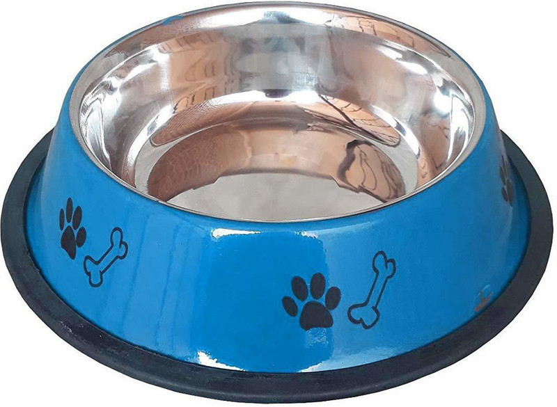 FONDLE Circular Steel Pet Bowl(700 ml Blue)