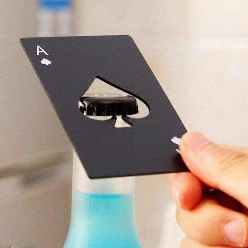 YTM PACK OF 2 Casino Poker Bottle/Bar/Beer/Soda Steel Opener Card Size(Black) Bottle Opener