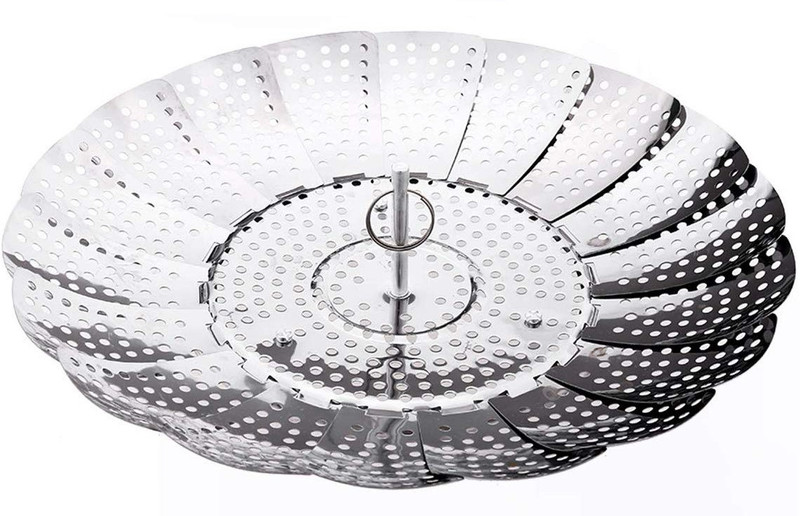 Sozzumi Food steamers steel, Collapsible Food Steamer Basket (Large) (1 Pc) Stainless Steel Steamer(2 L)