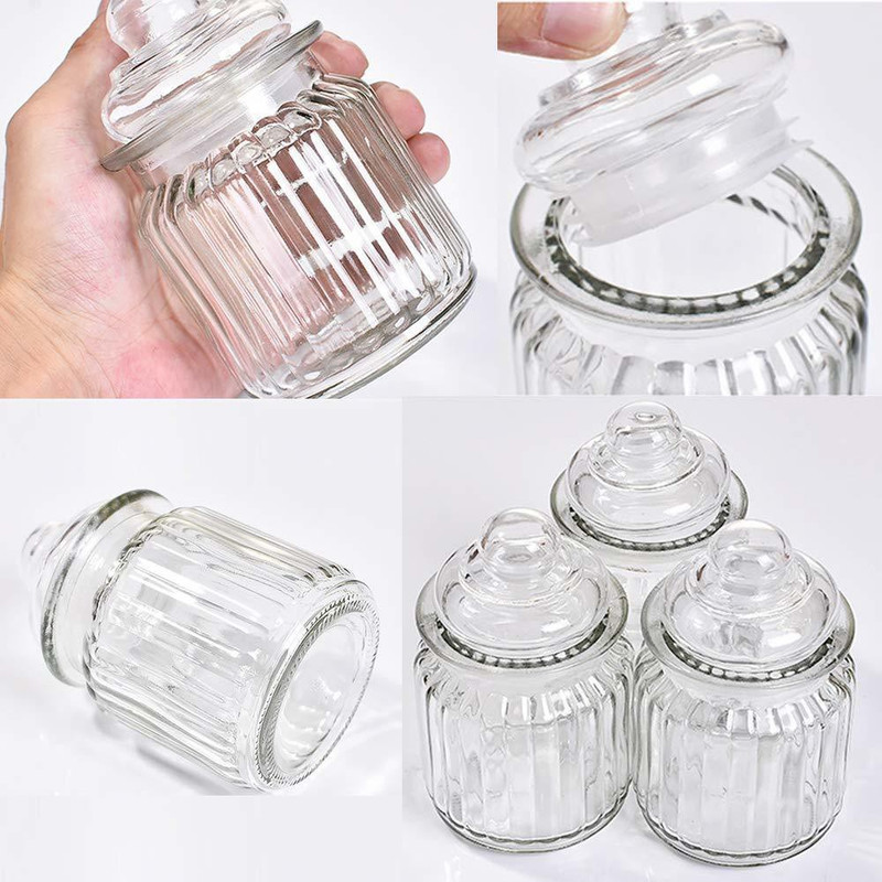 LEBELIEF WORLD Glass Grocery Container  - 350 ml(Pack of 3, White)
