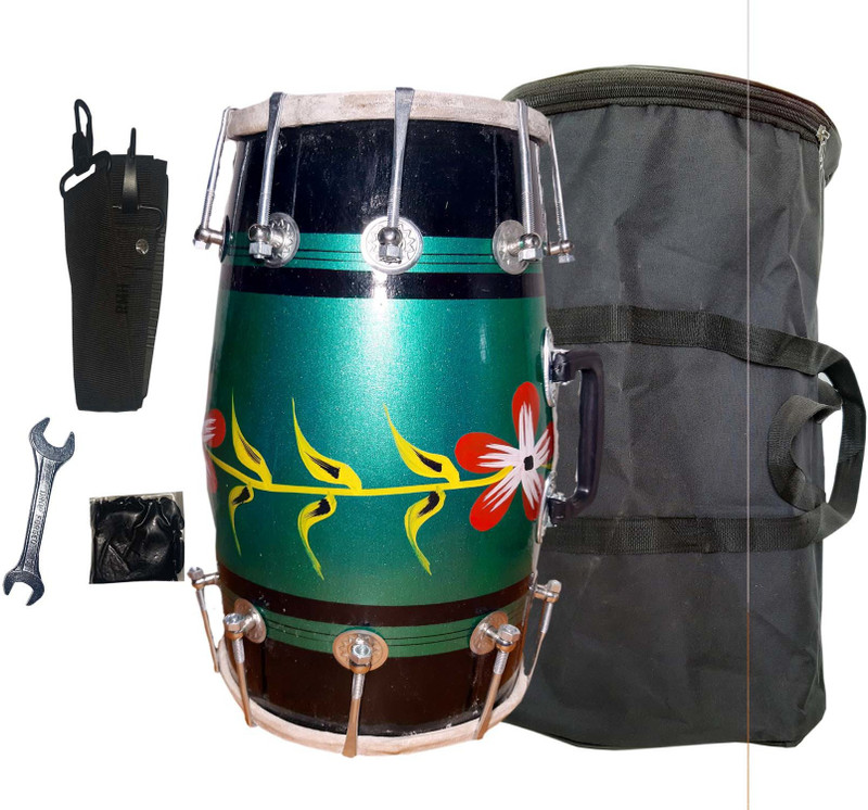 GT manufacturers Blue Dholak Black Chack Dholak With Full tool kit Nut & Bolts Dholak(Multicolor)