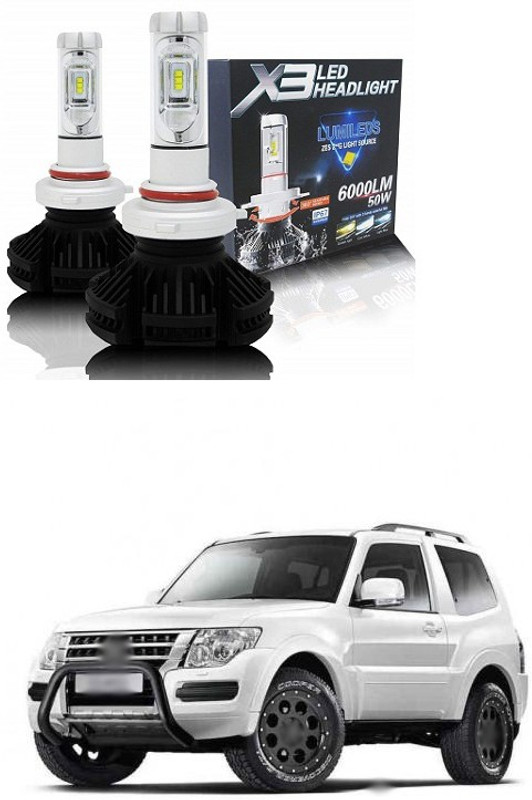 PRTEK X3 Car Headlight/Fog Lamp LED Bulb For Car-s With 3 Color Temperature Films ( 50W, 6000LM) A157 Headlight Car LED for Mitsubishi (12 V, 55 W)(Pajero, Pack of 2)