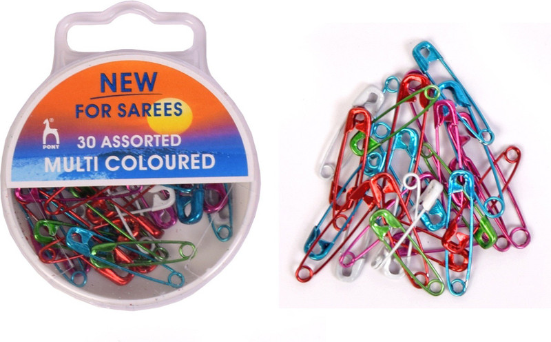 Pony Special multicoloured Saree Safety & Baby Proofing Pins, In A Plastic box, 30 pcs(Multicolor)