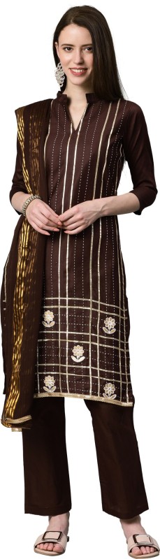 Satrani Cotton Dyed, Embellished, Embroidered Salwar Suit Material(Unstitched)