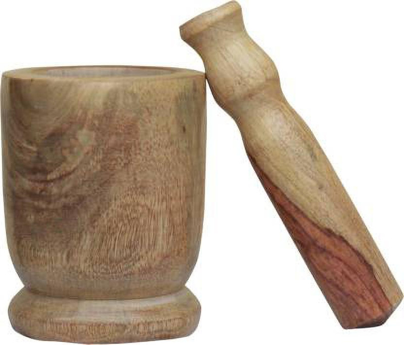 Goodwill Crafts Wooden Small Okhli and Musal/Mortar and Pestle Set for Kitchen , Wood Masher(Pack of 1)