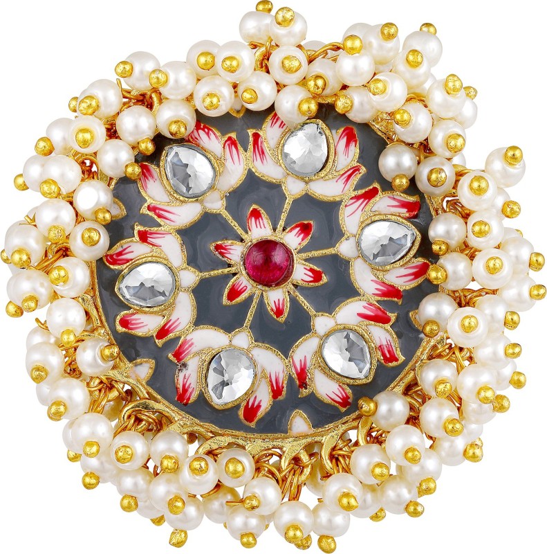 Peora Peora Jaipur Enamel Traditional Handcrafted Floral Design Rice Pearl Gold Plated...