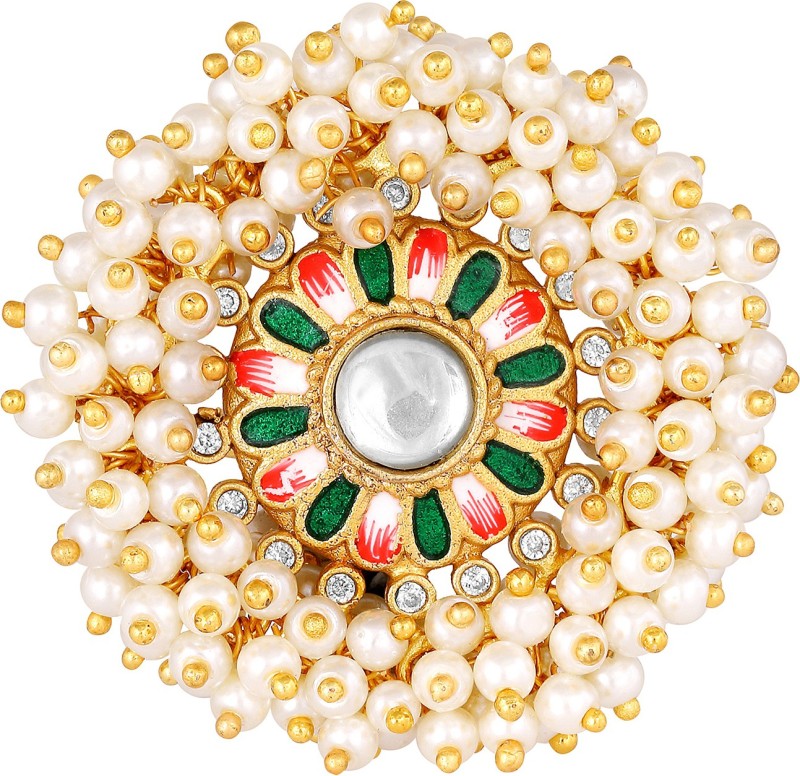 Peora Peora Jaipur Red Green Enamel Meenakari Work Gold Plated Pearl Beads...