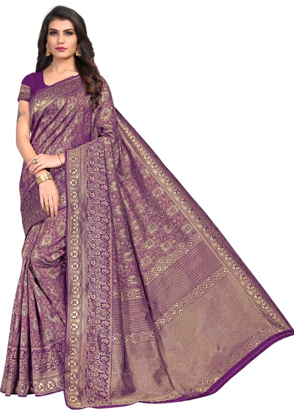 SAURASHTRA Woven Fashion Jacquard Saree(Purple)