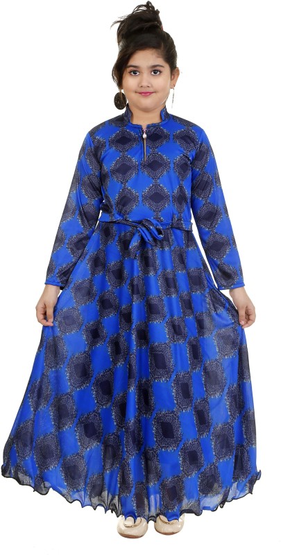 FTC FASHIONS Girls Maxi/Full Length Festive/Wedding Dress(Blue, Full Sleeve)
