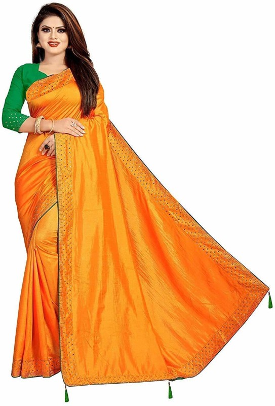 Lapetiya Clothing Embellished Bollywood Silk Blend Saree(Yellow)