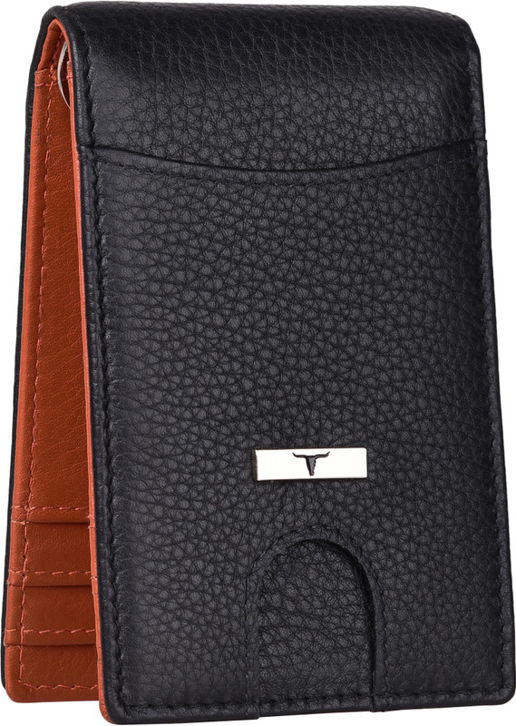 URBAN FOREST Men Black Genuine Leather Money Clip(7 Card Slots)