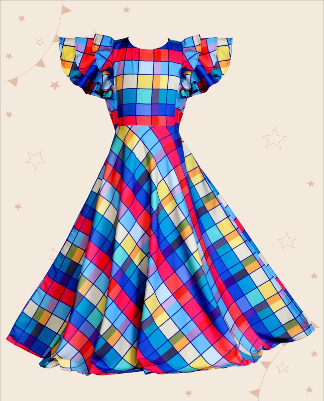 Kidotsav Indi Girls Maxi/Full Length Party Dress(Multicolor, Fashion Sleeve)