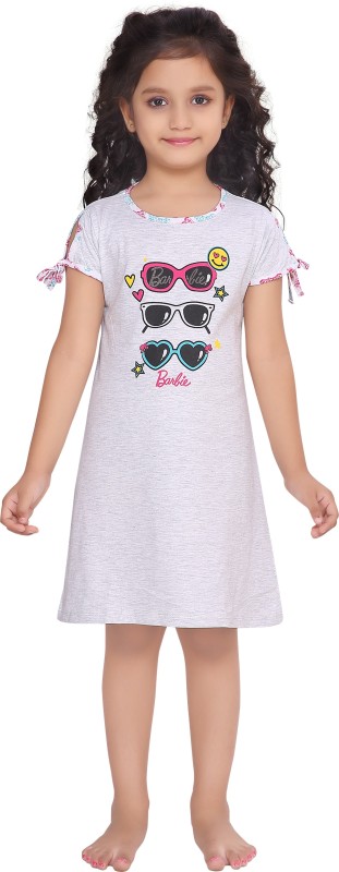 Barbie Kids Nightwear Girls Printed Pure Cotton(White Pack of 1)
