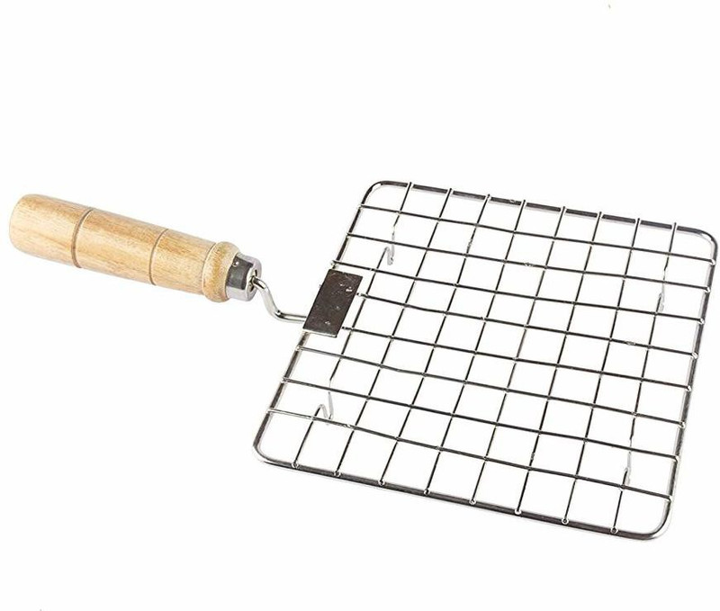 SRI LALIT ARTS "KITCHEN DÉCOR Roti Jari Roti jali Roast Grill Papad Roaster Grill Chapati Toast Grill Wooden Handle jali barbecue "Heat resistant. 1 kg Roaster(Steel, Brown)