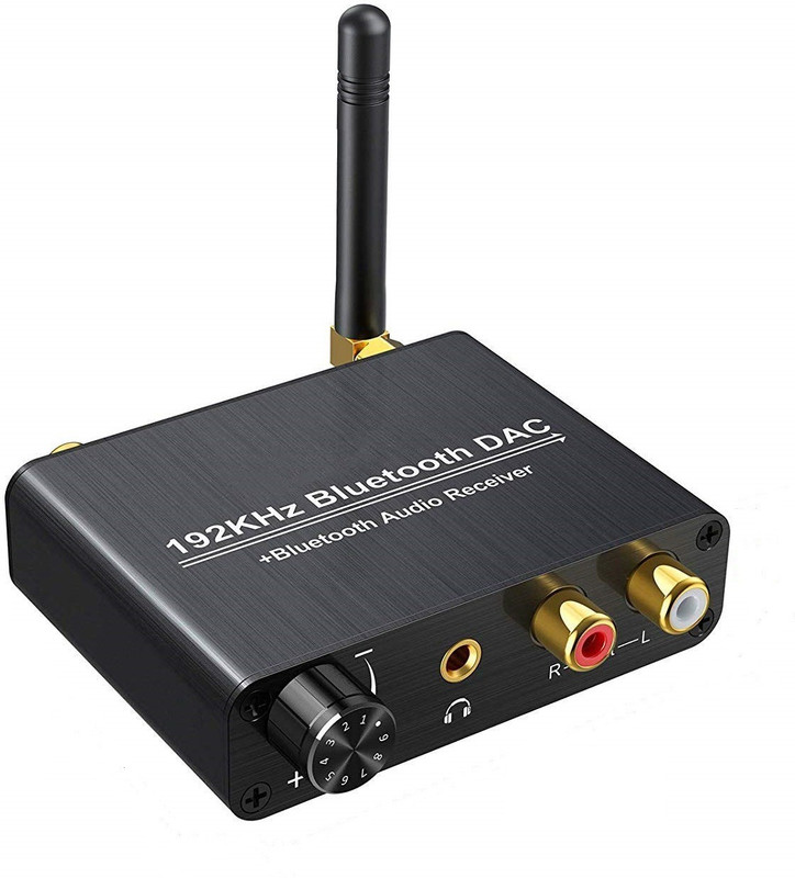 microware Digital to Analog Audio Converter with Bluetooth Receiver Built-in DAC Chip Bluetooth Version 5.0 Lossless Stable Signal Transmission Media Streaming Device(Black)