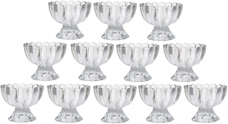 speculo Glass Serving Bowl Transparent Dessert Bowl/Cup for Serving Ice Cream | Salad |Set Of 12(Pack of 12, Clear)