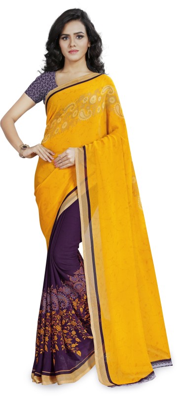Anand Sarees Paisley, Floral Print Daily Wear Georgette Saree(Yellow)