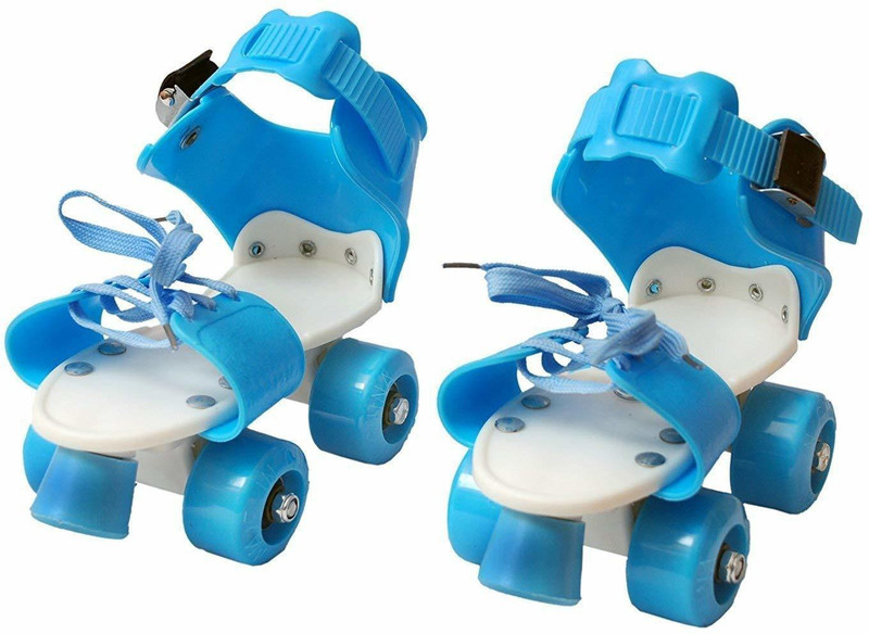 Kavid Adjustable Inline Skating Shoes for Kids with Front Brake (Age Group 5-10 Years) Quad Roller Adults(Training, Blue)