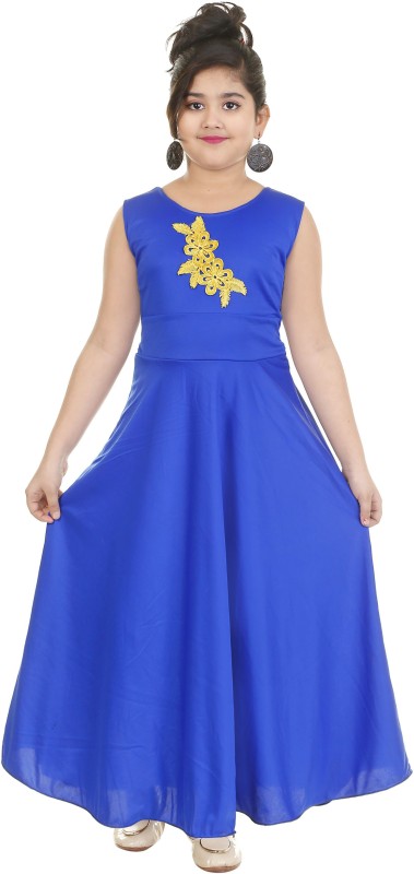 FTC FASHIONS Girls Maxi/Full Length Festive/Wedding Dress(Blue, Sleeveless)