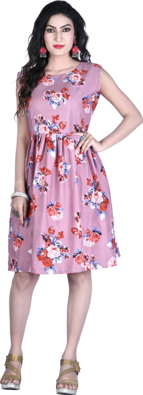 TANVI CREATION Women Fit and Flare Pink Dress