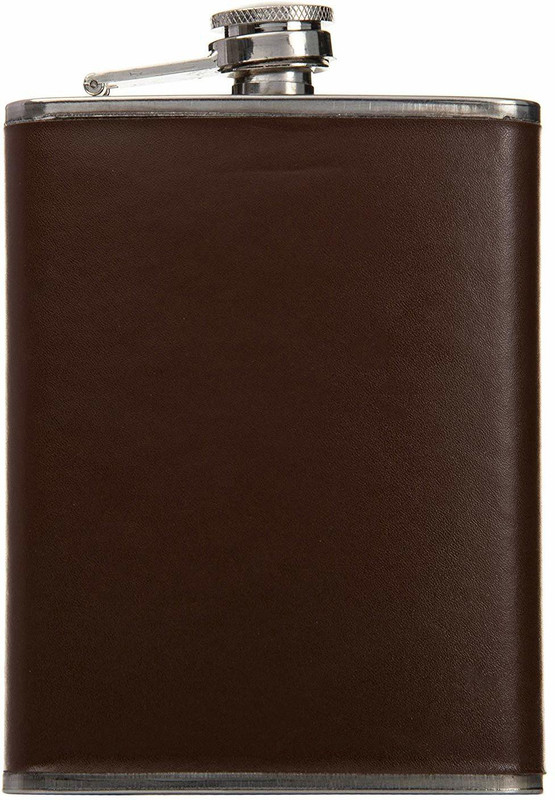 DITCAFOS Stainless Steel and Stitched Leather Hip Flask 8 Oz (236 Ml), Alcoholic Beverage Holder Hip Flask(236 ml)