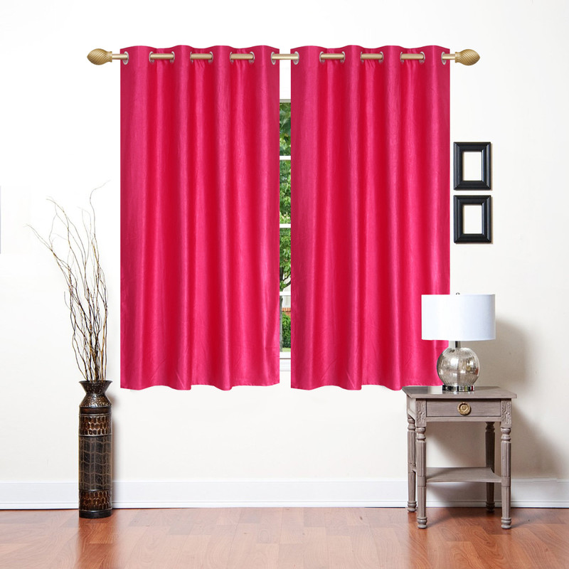 Ville Style 153 cm (5 ft) Window Polyester Semi Transparent Curtain (Pack Of 2)(Pink, Solid)