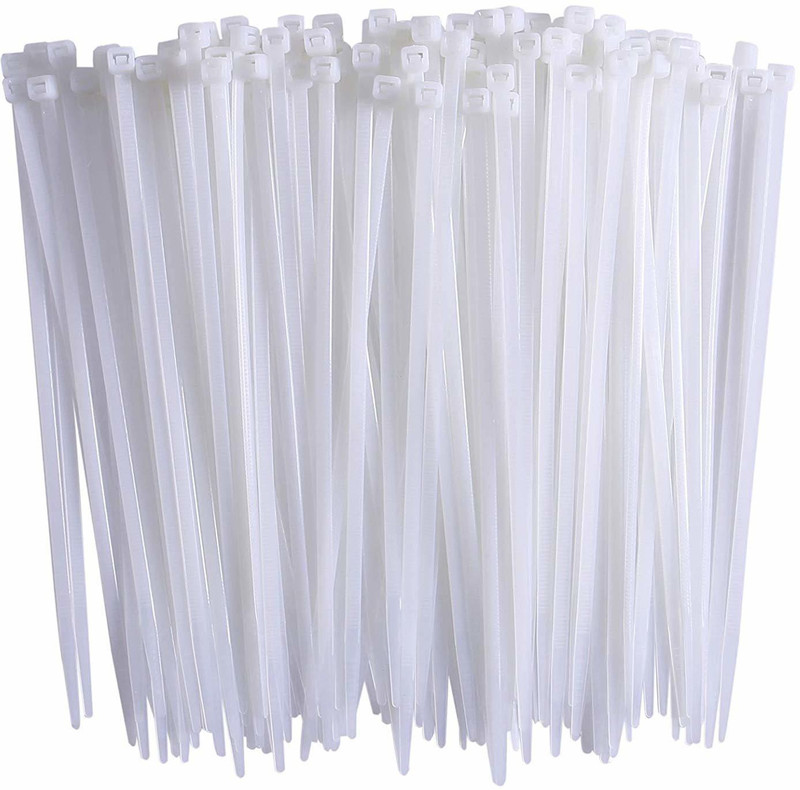 Stylewell Heavy Duty (Set Of 50 Pcs) Ultra Strong Plastic 400 MM UV Resistant Industrial Grade Self Locking Wire Teeth Grip Nylon Zip Wire Fastener Organizer Tie Cable Clip Plastic Flexible Straps Cable Tie(White Pack of 50)