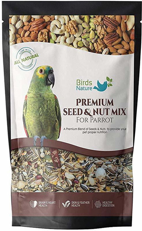 BirdsNature Seed & Nut Mix Food for All Parrots & Conures 1 kg Dry Adult, New Born, Young, Senior Bird Food