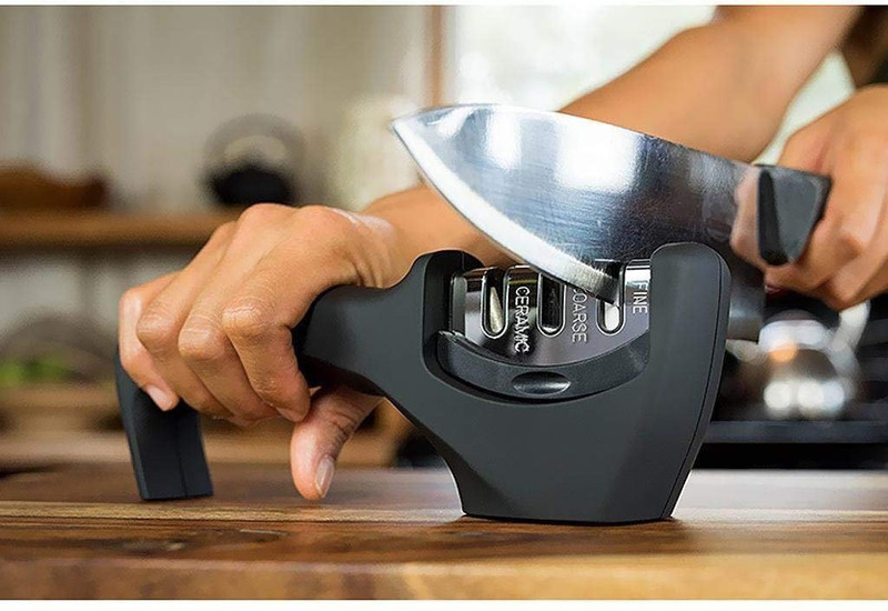 MOBONE Knife Sharpener 3 Stage – Helps Repair Restore, Polish- Blades Works for Ceramic Knife Sharpening Stone(Steel, Plastic)